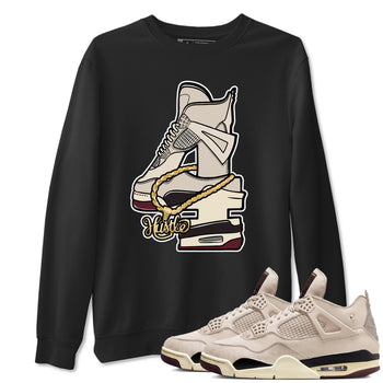 4s A Ma Maniere x Fossil Stone shirts to match jordans Hustle Number 4 sneaker match tees A Ma Maniere x Air Jordan 4 Fossil Stone SNRTSneaker Release Tees unisex cotton Black 1 crew neck shirts