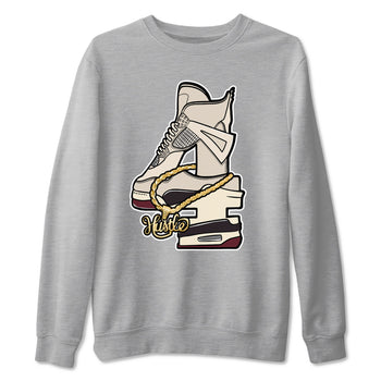 4s A Ma Maniere x Fossil Stone shirts to match jordans Hustle Number 4 sneaker match tees A Ma Maniere x Air Jordan 4 Fossil Stone SNRTSneaker Release Tees unisex cotton Heather Grey 2 crew neck shirts