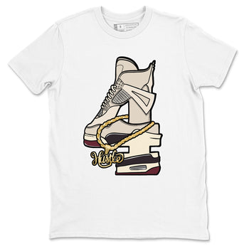 4s A Ma Maniere x Fossil Stone shirts to match jordans Hustle Number 4 sneaker match tees A Ma Maniere x Air Jordan 4 Fossil Stone SNRTSneaker Release Tees unisex cotton White 2 crew neck shirts