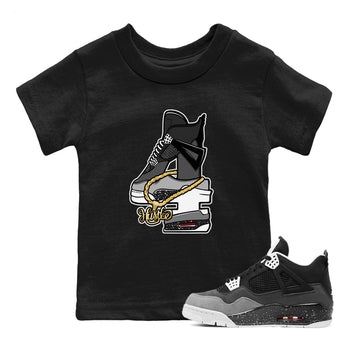 4s Fear shirts to match jordans Hustle Number 4 sneaker match tees Air Jordan 4 Fear SNRT Sneaker Release Tees Youth Baby Black 1 crew neck shirts
