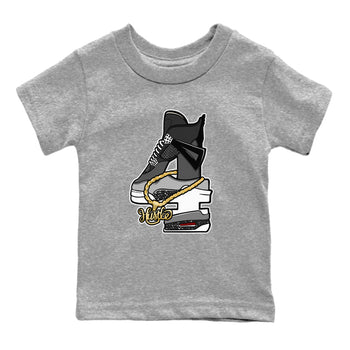 4s Fear shirts to match jordans Hustle Number 4 sneaker match tees Air Jordan 4 Fear SNRT Sneaker Release Tees Youth Baby Heather Grey 2 crew neck shirts
