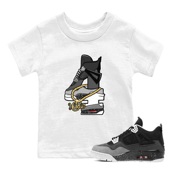 4s Fear shirts to match jordans Hustle Number 4 sneaker match tees Air Jordan 4 Fear SNRT Sneaker Release Tees Youth Baby White 1 crew neck shirts