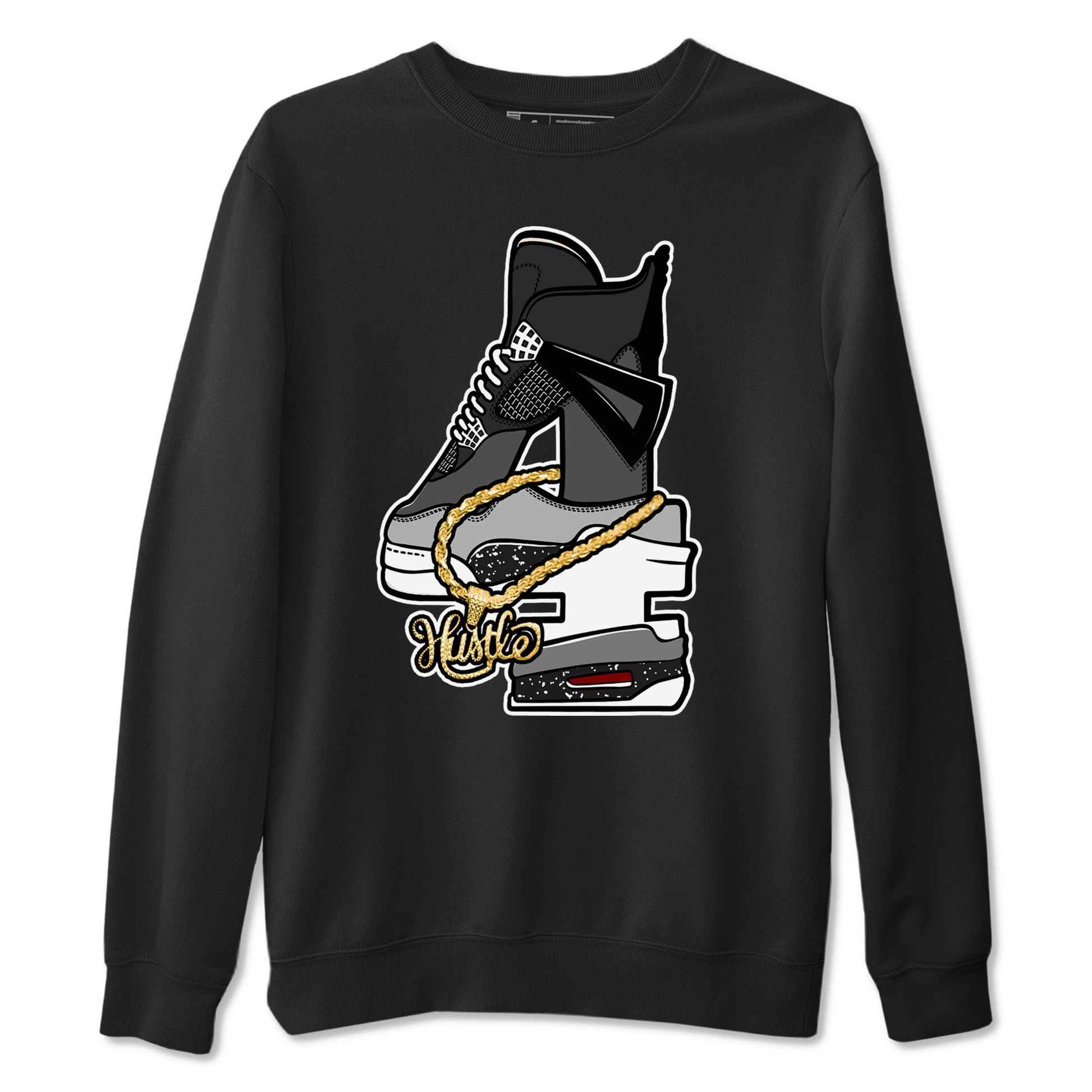 4s Fear shirts to match jordans Hustle Number 4 sneaker match tees Air Jordan 4 Fear SNRT Sneaker Release Tees unisex cotton Black 2 crew neck shirts