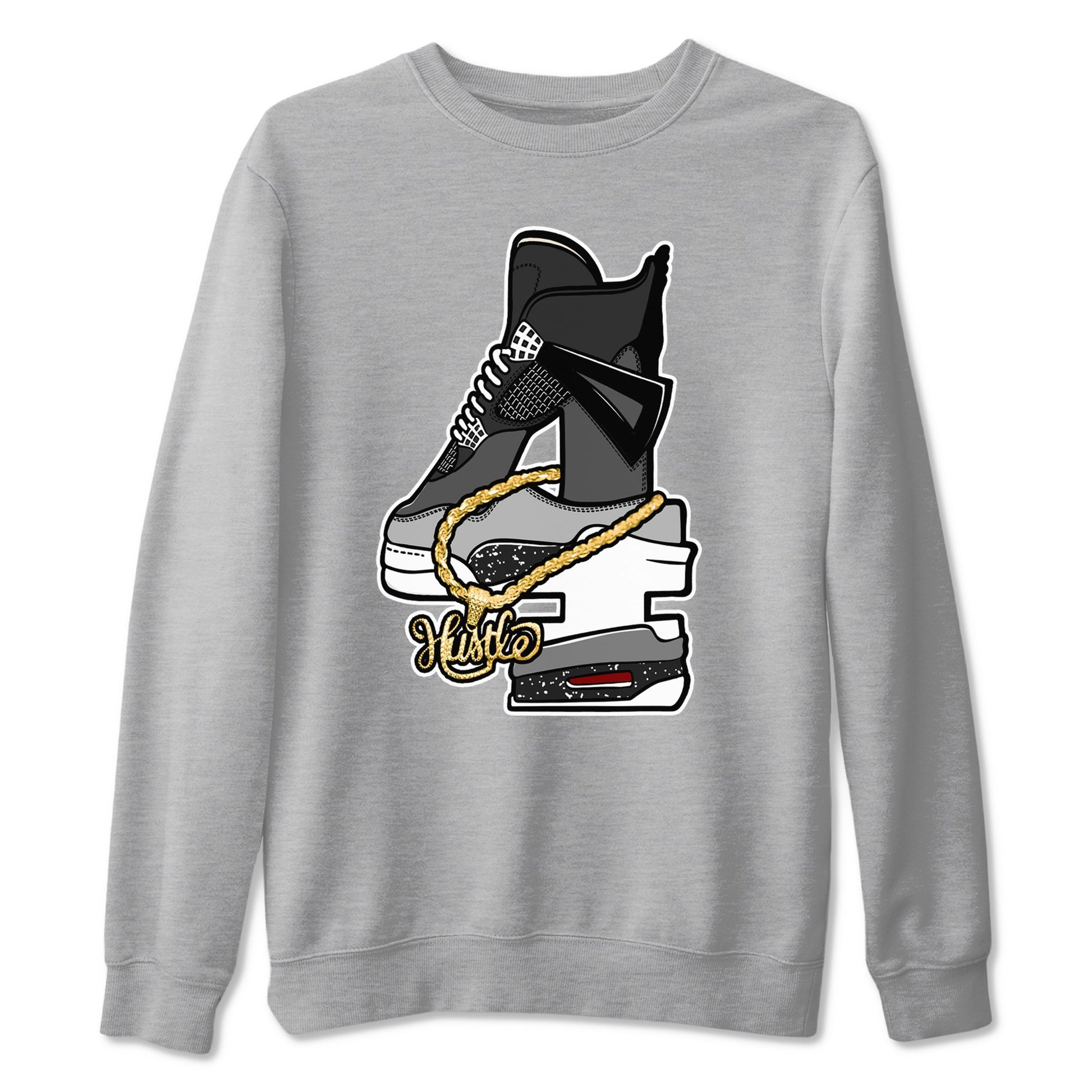 4s Fear shirts to match jordans Hustle Number 4 sneaker match tees Air Jordan 4 Fear SNRT Sneaker Release Tees unisex cotton Heather Grey 2 crew neck shirts