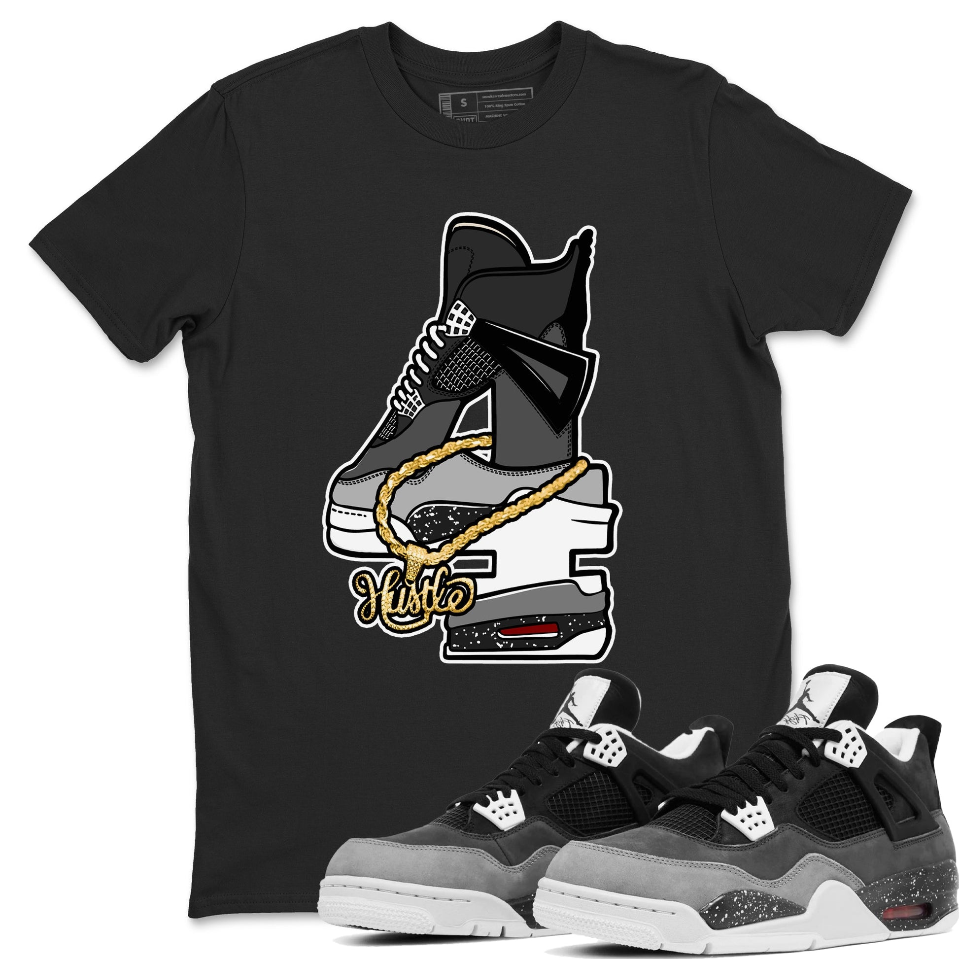 4s Fear shirts to match jordans Hustle Number 4 sneaker match tees Air Jordan 4 Fear SNRT Sneaker Release Tees unisex cotton Black 1 crew neck shirts