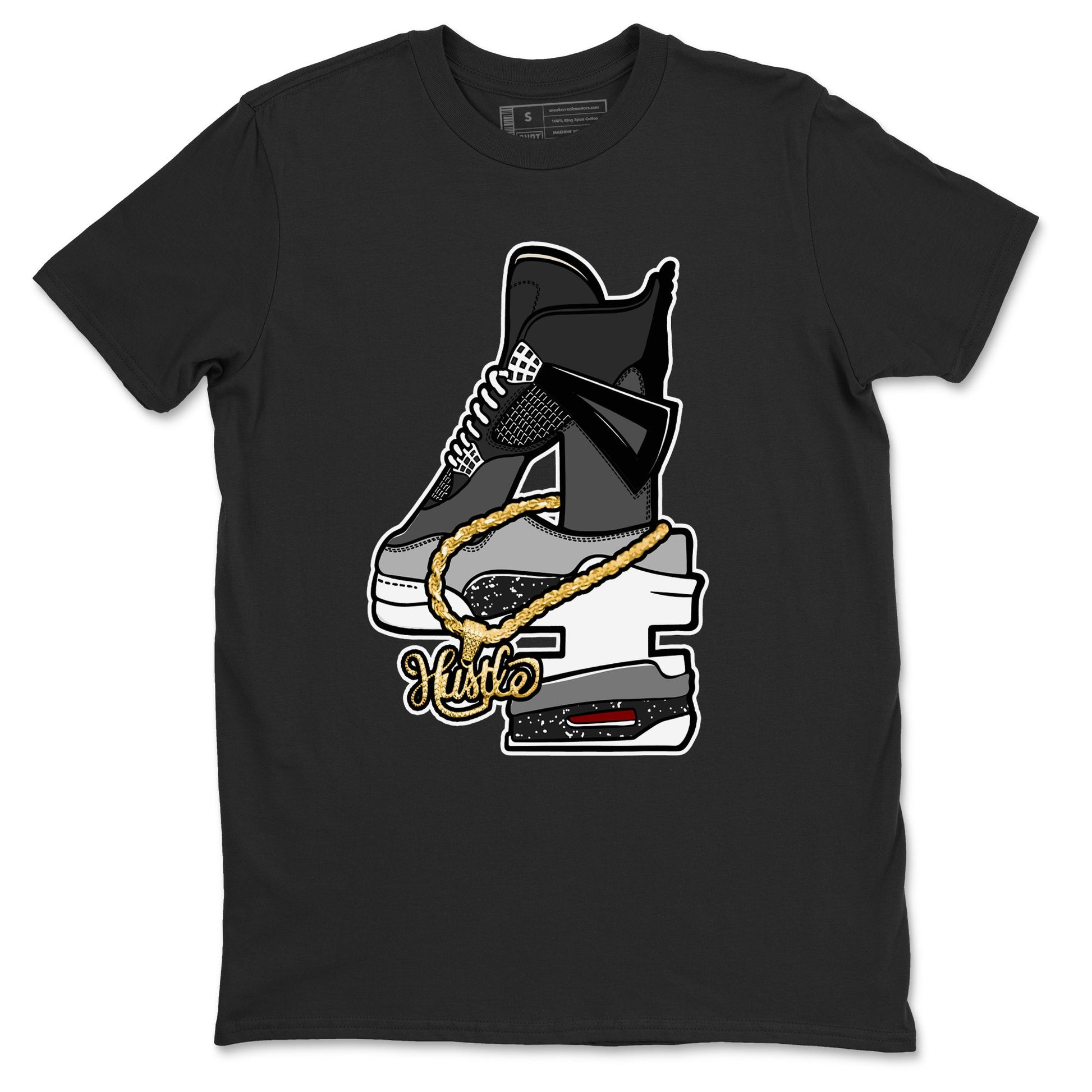 4s Fear shirts to match jordans Hustle Number 4 sneaker match tees Air Jordan 4 Fear SNRT Sneaker Release Tees unisex cotton Black 2 crew neck shirts