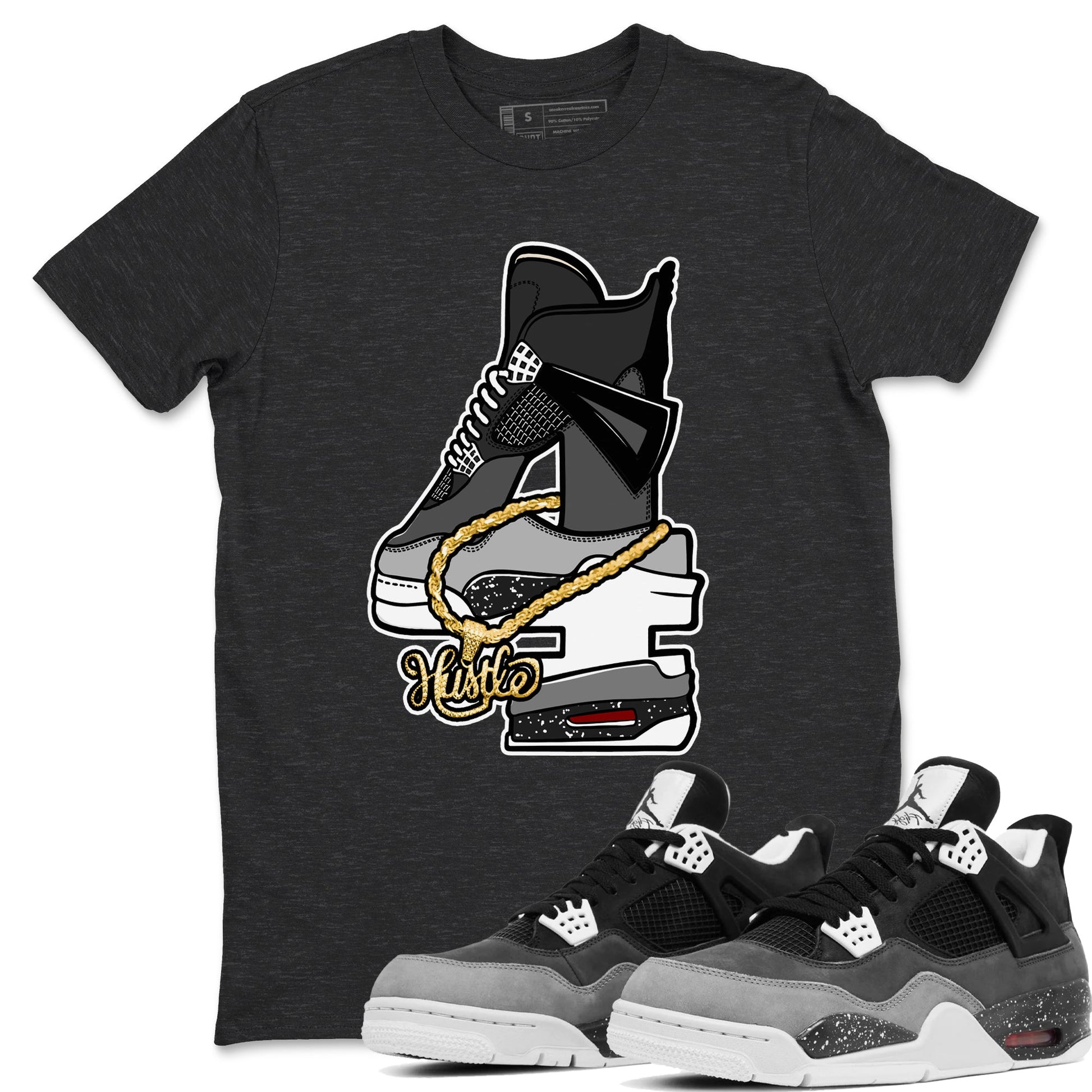 4s Fear shirts to match jordans Hustle Number 4 sneaker match tees Air Jordan 4 Fear SNRT Sneaker Release Tees unisex cotton Charcoal Heather 1 crew neck shirts