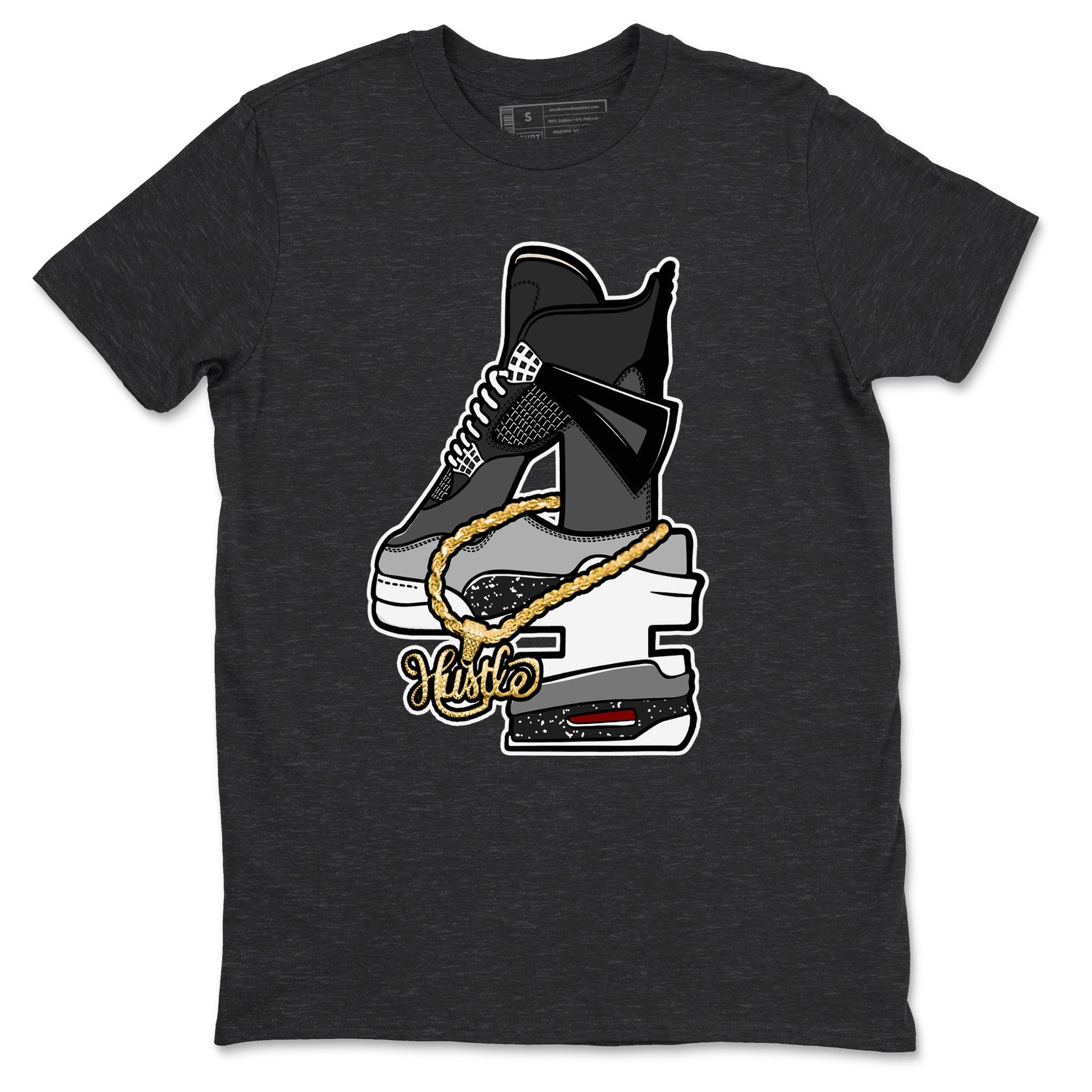 4s Fear shirts to match jordans Hustle Number 4 sneaker match tees Air Jordan 4 Fear SNRT Sneaker Release Tees unisex cotton Charcoal Heather 2 crew neck shirts