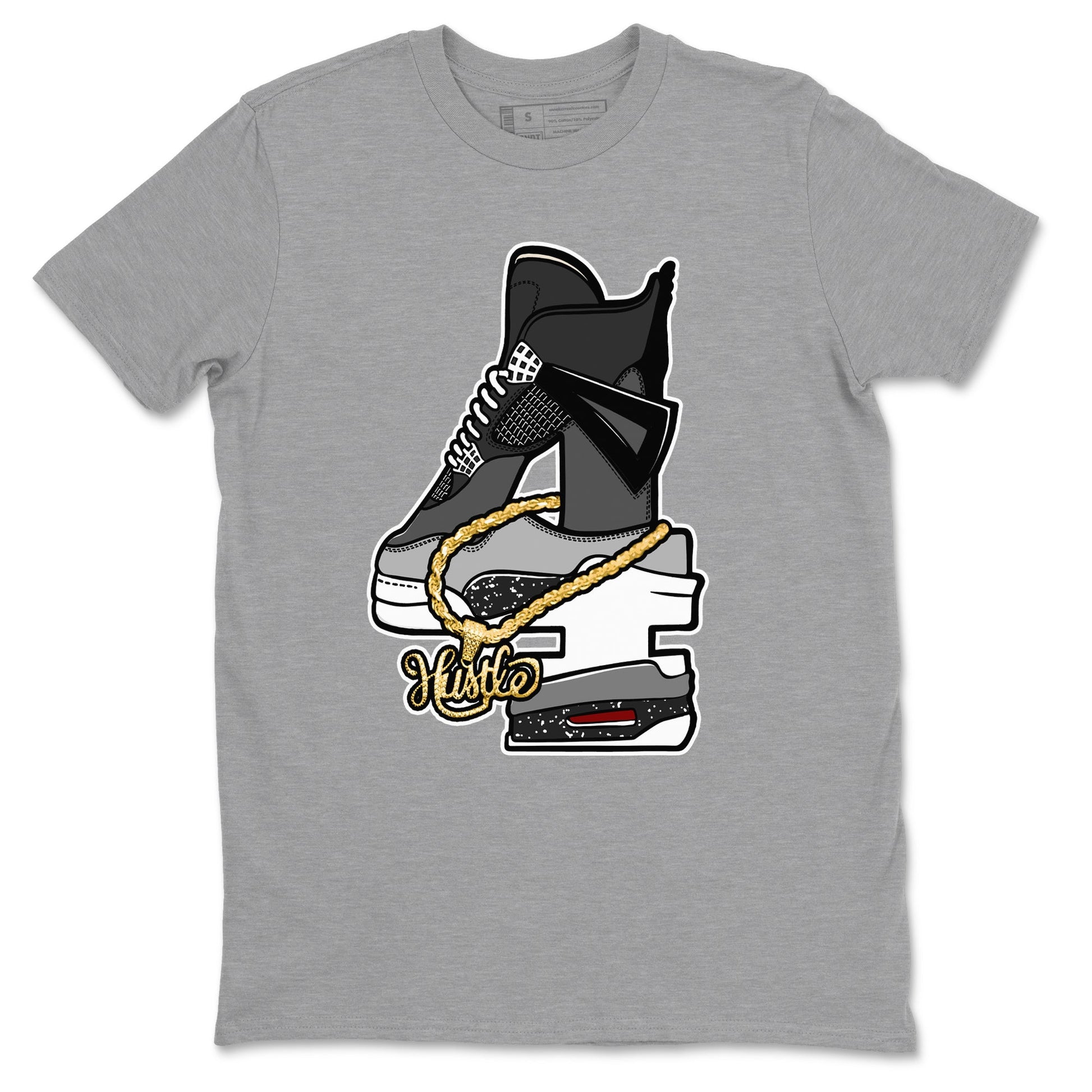 4s Fear shirts to match jordans Hustle Number 4 sneaker match tees Air Jordan 4 Fear SNRT Sneaker Release Tees unisex cotton Heather Grey 2 crew neck shirts