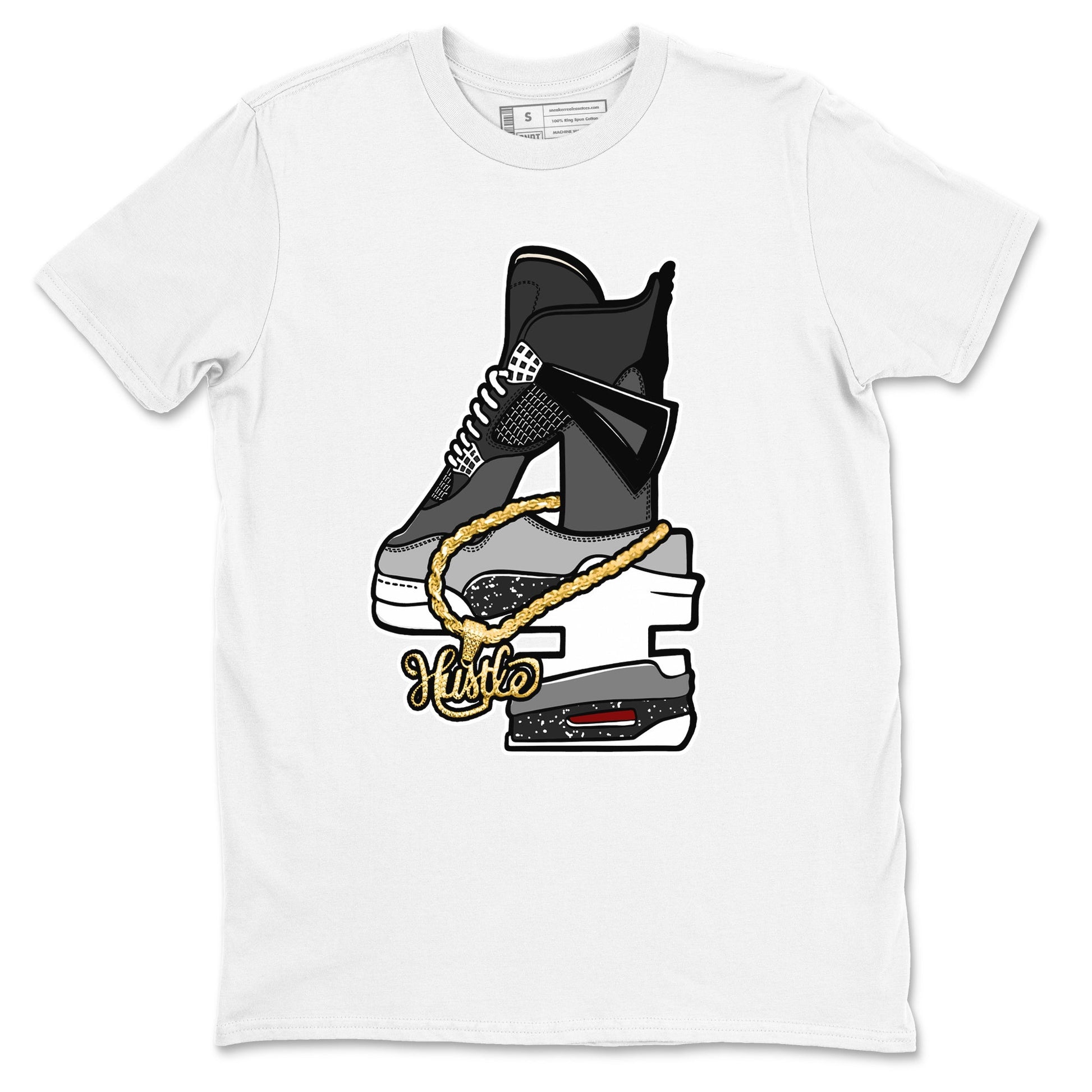 4s Fear shirts to match jordans Hustle Number 4 sneaker match tees Air Jordan 4 Fear SNRT Sneaker Release Tees unisex cotton White 2 crew neck shirts