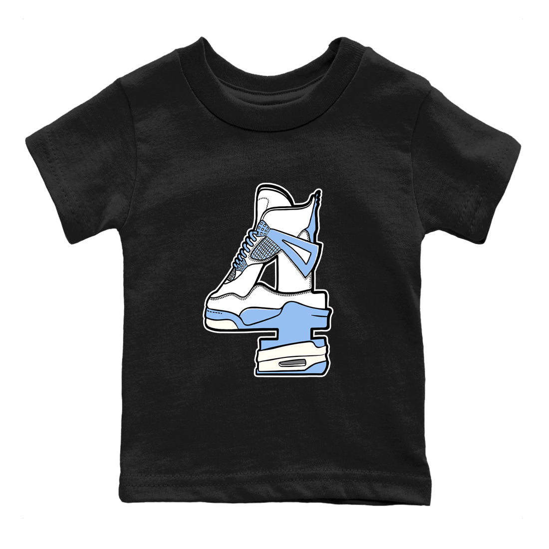 4s Forget Me Not shirts to match jordans Hustle Number 4 graphic tees Air Jordan 4 Forget Me Not match shoes to clothes SNRT Sneaker Tees Youth Baby Black 2 tee