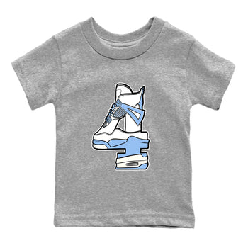 4s Forget Me Not shirts to match jordans Hustle Number 4 graphic tees Air Jordan 4 Forget Me Not match shoes to clothes SNRT Sneaker Tees Youth Baby Heather Grey 2 tee