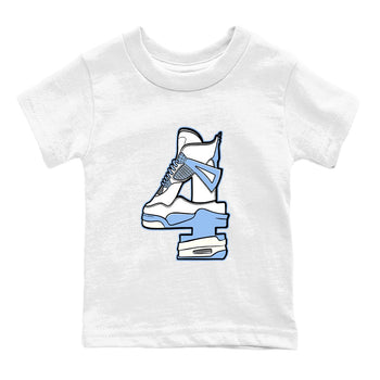 4s Forget Me Not shirts to match jordans Hustle Number 4 graphic tees Air Jordan 4 Forget Me Not match shoes to clothes SNRT Sneaker Tees Youth Baby White 2 tee