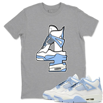 4s Forget Me Not shirts to match jordans Hustle Number 4 graphic tees Air Jordan 4 Forget Me Not match shoes to clothes SNRT Sneaker Tees unisex cotton Heather Grey 1 shirts