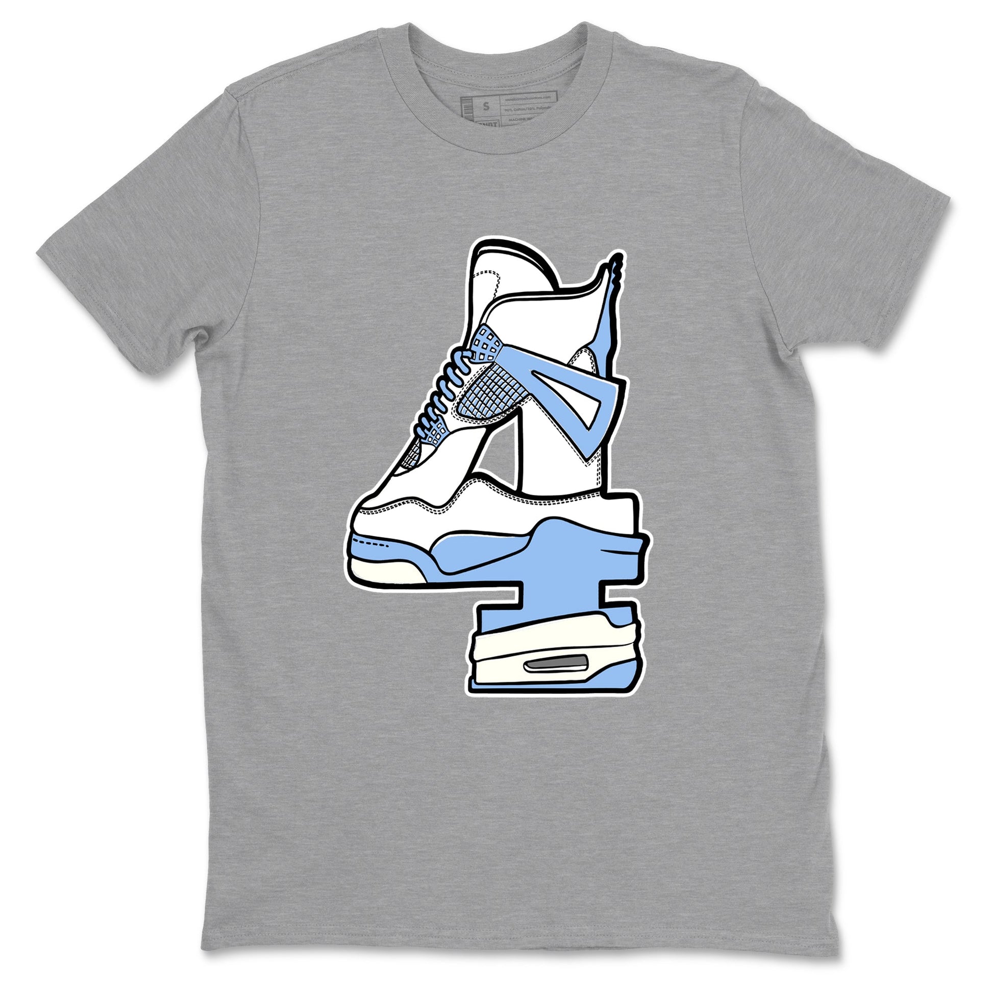 4s Forget Me Not shirts to match jordans Hustle Number 4 graphic tees Air Jordan 4 Forget Me Not match shoes to clothes SNRT Sneaker Tees unisex cotton Heather Grey 2 shirts