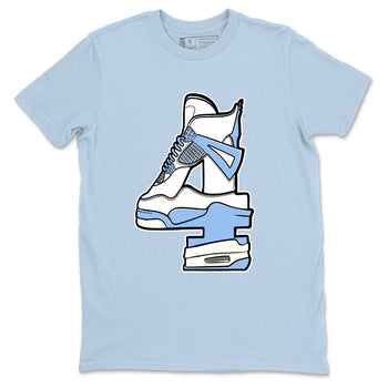 4s Forget Me Not shirts to match jordans Hustle Number 4 graphic tees Air Jordan 4 Forget Me Not match shoes to clothes SNRT Sneaker Tees unisex cotton Light Blue 2 shirts