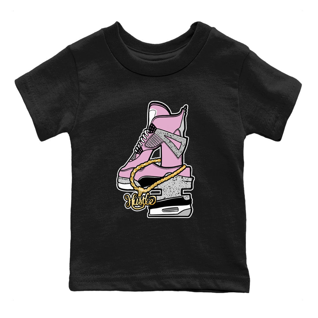 4s Retro Orchid shirts to match jordans Hustle Number 4 sneaker match tees Air Jordan 4 WMNS Orchid match shoes to clothes SNRT Sneaker Tees Youth Baby Black 2 tee