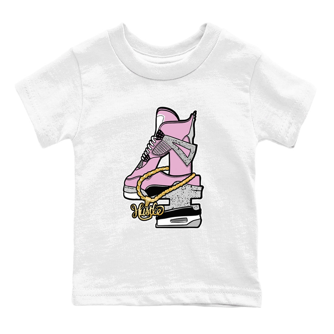 4s Retro Orchid shirts to match jordans Hustle Number 4 sneaker match tees Air Jordan 4 WMNS Orchid match shoes to clothes SNRT Sneaker Tees Youth Baby White 2 tee