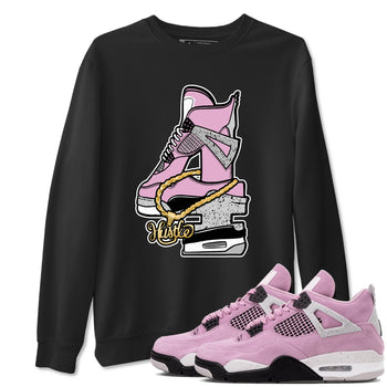 4s Retro Orchid shirts to match jordans Hustle Number 4 sneaker match tees Air Jordan 4 WMNS Orchid match shoes to clothes SNRT Sneaker Tees unisex cotton Black 1 shirts