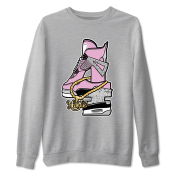 4s Retro Orchid shirts to match jordans Hustle Number 4 sneaker match tees Air Jordan 4 WMNS Orchid match shoes to clothes SNRT Sneaker Tees unisex cotton Heather Grey 2 shirts