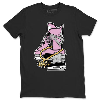 4s Retro Orchid shirts to match jordans Hustle Number 4 sneaker match tees Air Jordan 4 WMNS Orchid match shoes to clothes SNRT Sneaker Tees unisex cotton Black 2 shirts