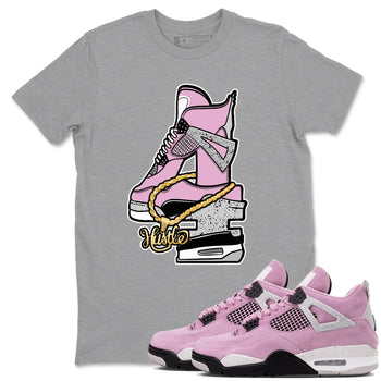 4s Retro Orchid shirts to match jordans Hustle Number 4 sneaker match tees Air Jordan 4 WMNS Orchid match shoes to clothes SNRT Sneaker Tees unisex cotton Heather Grey 1 shirts