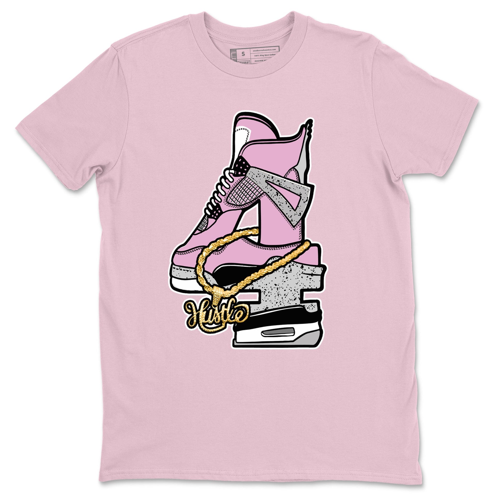 4s Retro Orchid shirts to match jordans Hustle Number 4 sneaker match tees Air Jordan 4 WMNS Orchid match shoes to clothes SNRT Sneaker Tees unisex cotton Pink 2 shirts