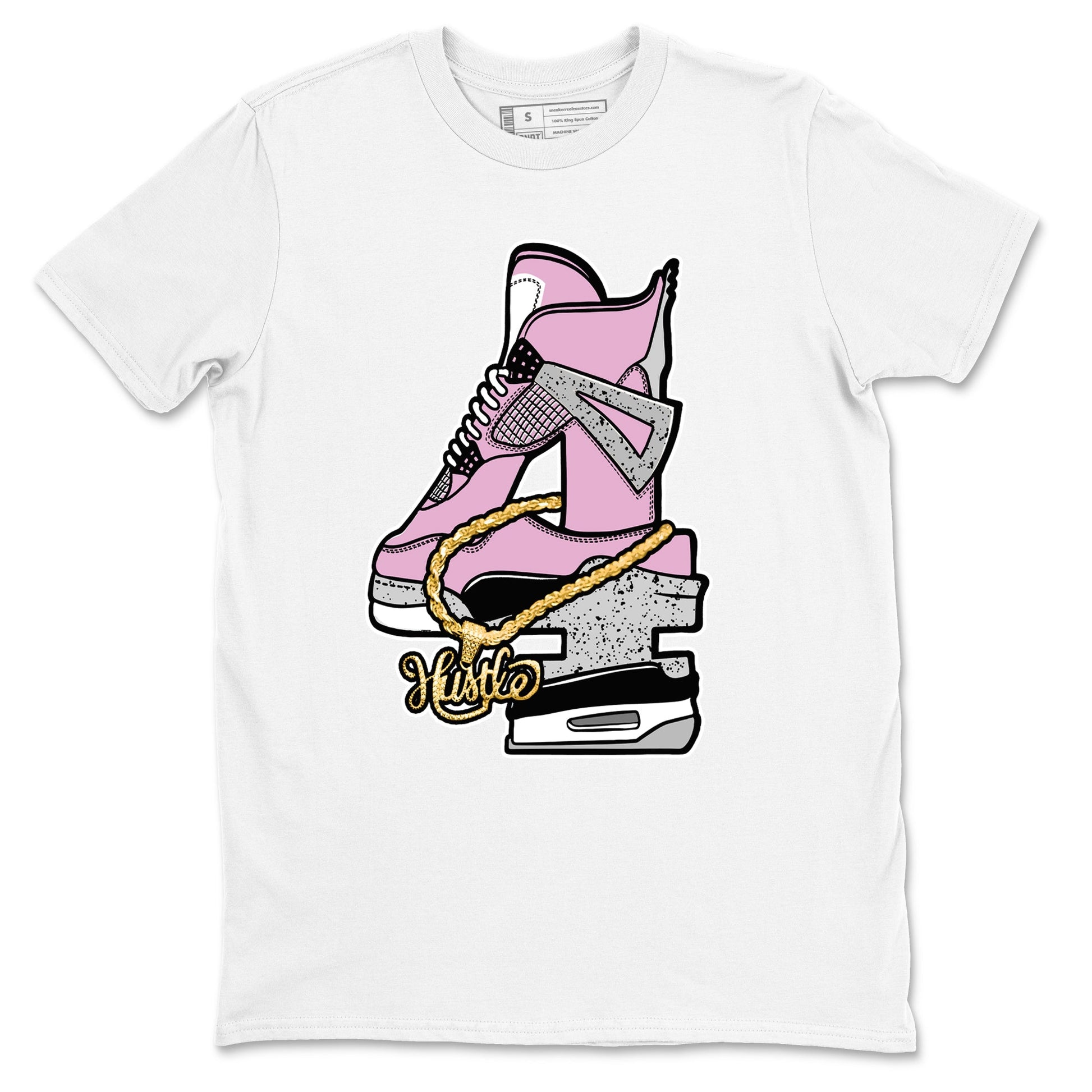 4s Retro Orchid shirts to match jordans Hustle Number 4 sneaker match tees Air Jordan 4 WMNS Orchid match shoes to clothes SNRT Sneaker Tees unisex cotton White 2 shirts