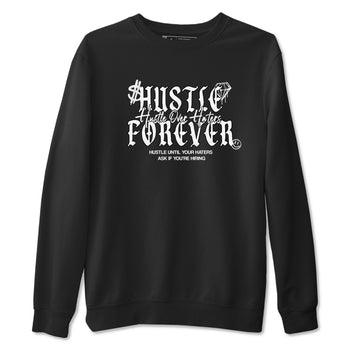 Hustle Over Haters sneaker match t-shirt styled to complete your fit with the Air Foamposite One Triple White sneakers, shown in Black 2.