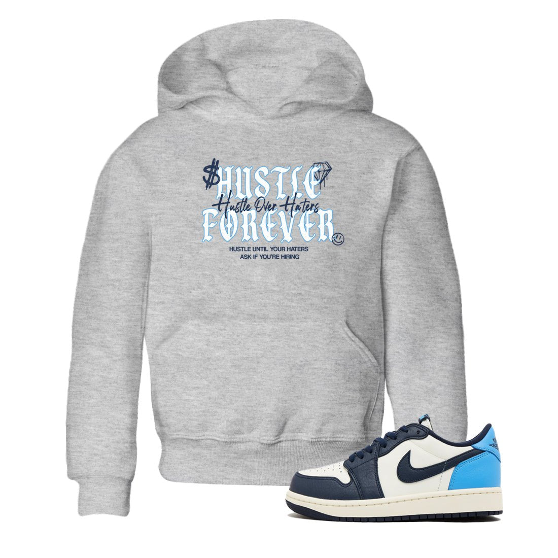 1s Obsidian shirts to match jordans Hustle Over Haters shirts to match Jordans AJ1 Retro Low OG Obsidian match shoes to clothes SNRT Sneaker Tees Youth Baby Heather Grey 1 tee