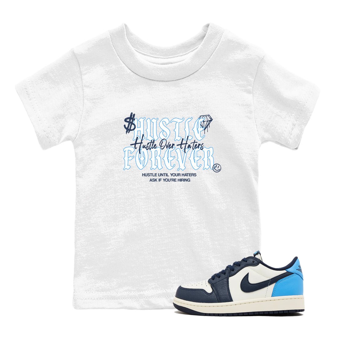1s Obsidian shirts to match jordans Hustle Over Haters shirts to match Jordans AJ1 Retro Low OG Obsidian match shoes to clothes SNRT Sneaker Tees Youth Baby White 1 tee
