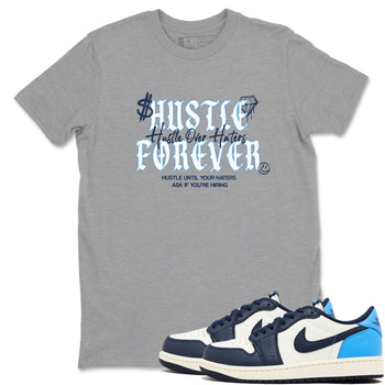 1s Obsidian shirts to match jordans Hustle Over Haters shirts to match Jordans AJ1 Retro Low OG Obsidian match shoes to clothes SNRT Sneaker Tees unisex cotton Heather Grey 1 shirts