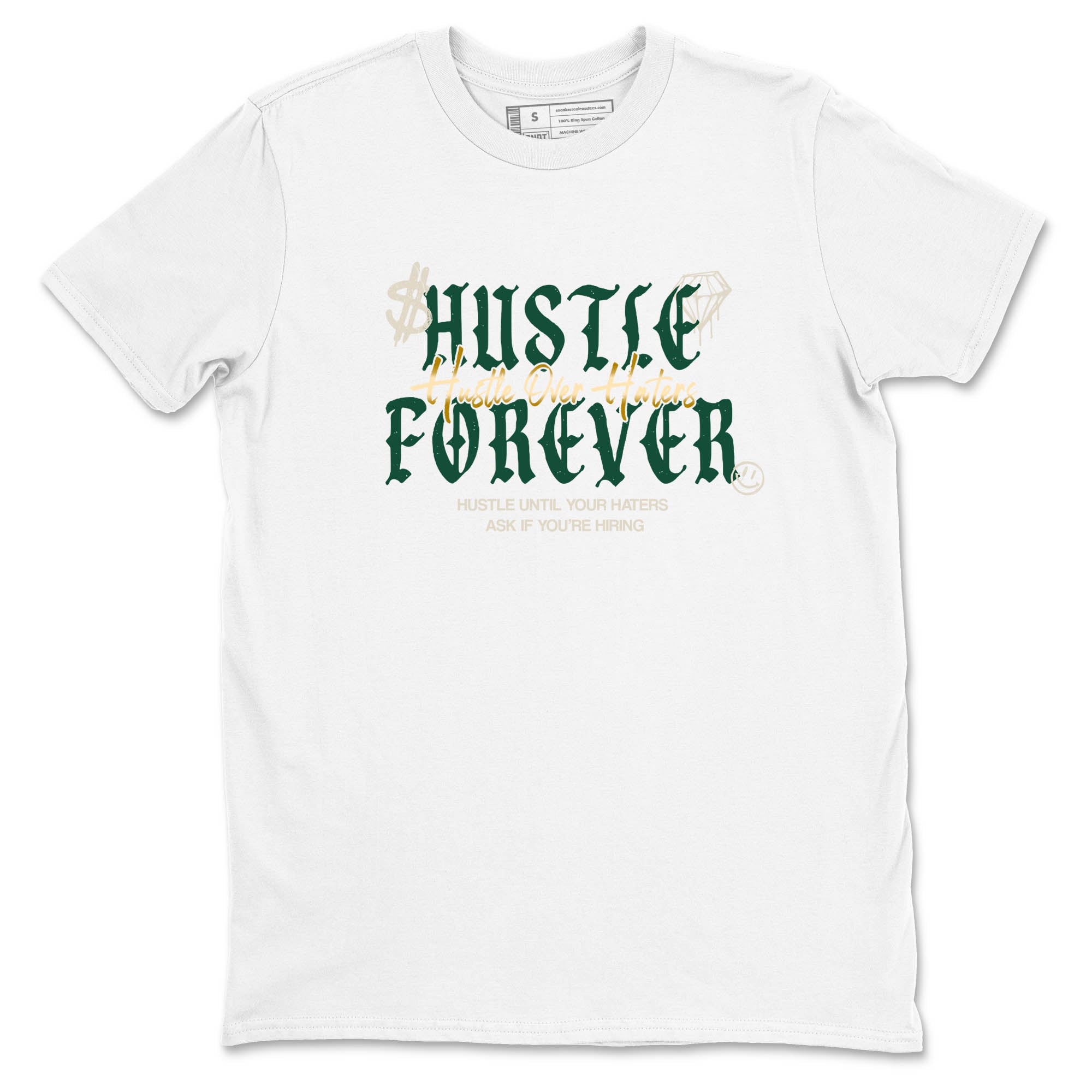 Sneaker Threads – Sneaker Tees To Match Air Jordan 1 Pro Green – Hustle Over haters Graphic Tee White 2. Perfect for Jordan releases 2025 colorways.