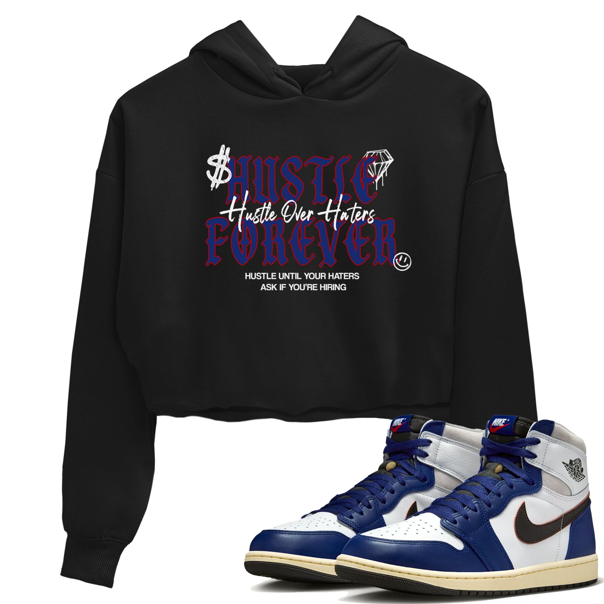 1s Rare Air shirts to match jordans Hustle Over Haters sneaker match tees Air Jordan 1 High OG Rare Air Deep Royal Blue match shoes to clothes SNRT Sneaker Tees unisex cotton Black 1 crop tee