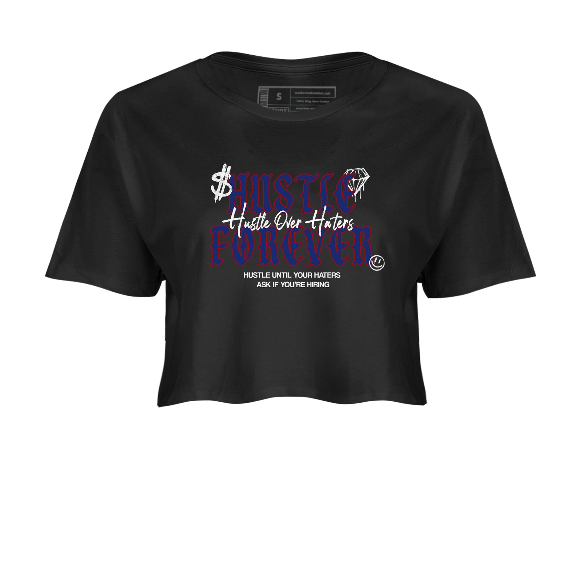 1s Rare Air shirts to match jordans Hustle Over Haters sneaker match tees Air Jordan 1 High OG Rare Air Deep Royal Blue match shoes to clothes SNRT Sneaker Tees unisex cotton Black 2 crop tee