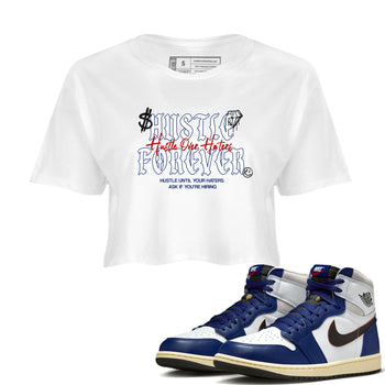 1s Rare Air shirts to match jordans Hustle Over Haters sneaker match tees Air Jordan 1 High OG Rare Air Deep Royal Blue match shoes to clothes SNRT Sneaker Tees unisex cotton White 1 crop tee