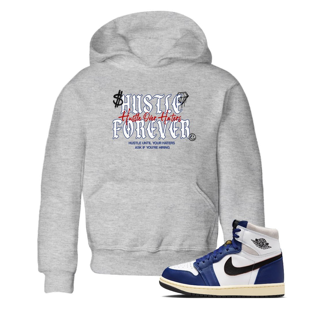 1s Rare Air shirts to match jordans Hustle Over Haters sneaker match tees Air Jordan 1 High OG Rare Air Deep Royal Blue match shoes to clothes SNRT Sneaker Tees Youth Baby Heather Grey 1 tee