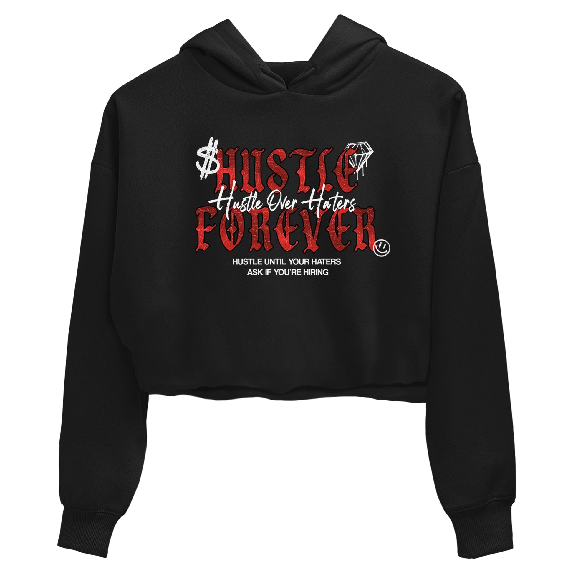 Hustle Over haters womens crop tee made to vibe with the Air Jordan 1 Ruby sneakers — the perfect match in Black 2.
