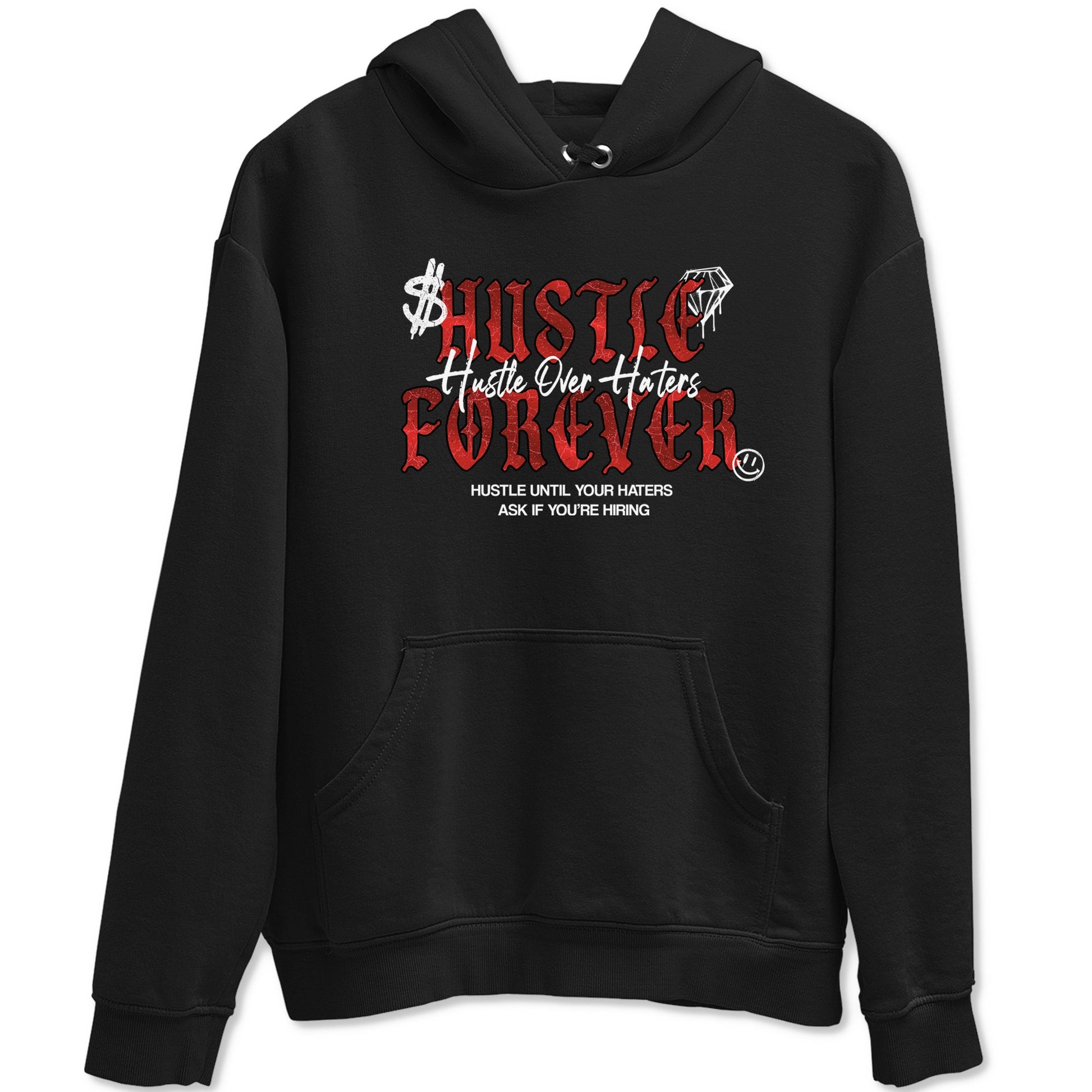 Hustle Over haters sneaker match t-shirt styled to complete your fit with the Air Jordan 1 Ruby sneakers, shown in Black 2.