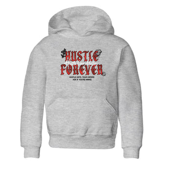 Hustle Over haters baby and kids t-shirt crafted for little sneakerheads to shine with the Air Jordan 1 Ruby sneakers, displayed in Heather Grey 2.