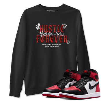 Hustle Over haters sneaker match t-shirt styled to complete your fit with the Air Jordan 1 Ruby sneakers, shown in Black 1.