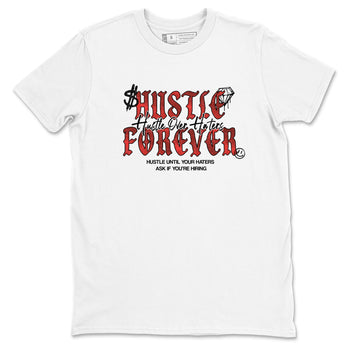 Hustle Over haters sneaker match t-shirt styled to complete your fit with the Air Jordan 1 Ruby sneakers, shown in White 2.