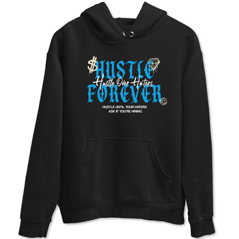 Hustle Over Haters sneaker match t-shirt styled to complete your fit with the Air Jordan 1 UNC Reimagined sneakers, shown in Black 2.