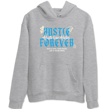 Hustle Over Haters sneaker match t-shirt styled to complete your fit with the Air Jordan 1 UNC Reimagined sneakers, shown in Heather Grey 2.
