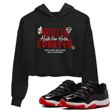 11s Bred shirts to match jordans Hustle Over Haters sneaker match tees Air Jordan 11 Retro Bred match shoes to clothes SNRT Sneaker Tees unisex cotton Black 1 crop tee