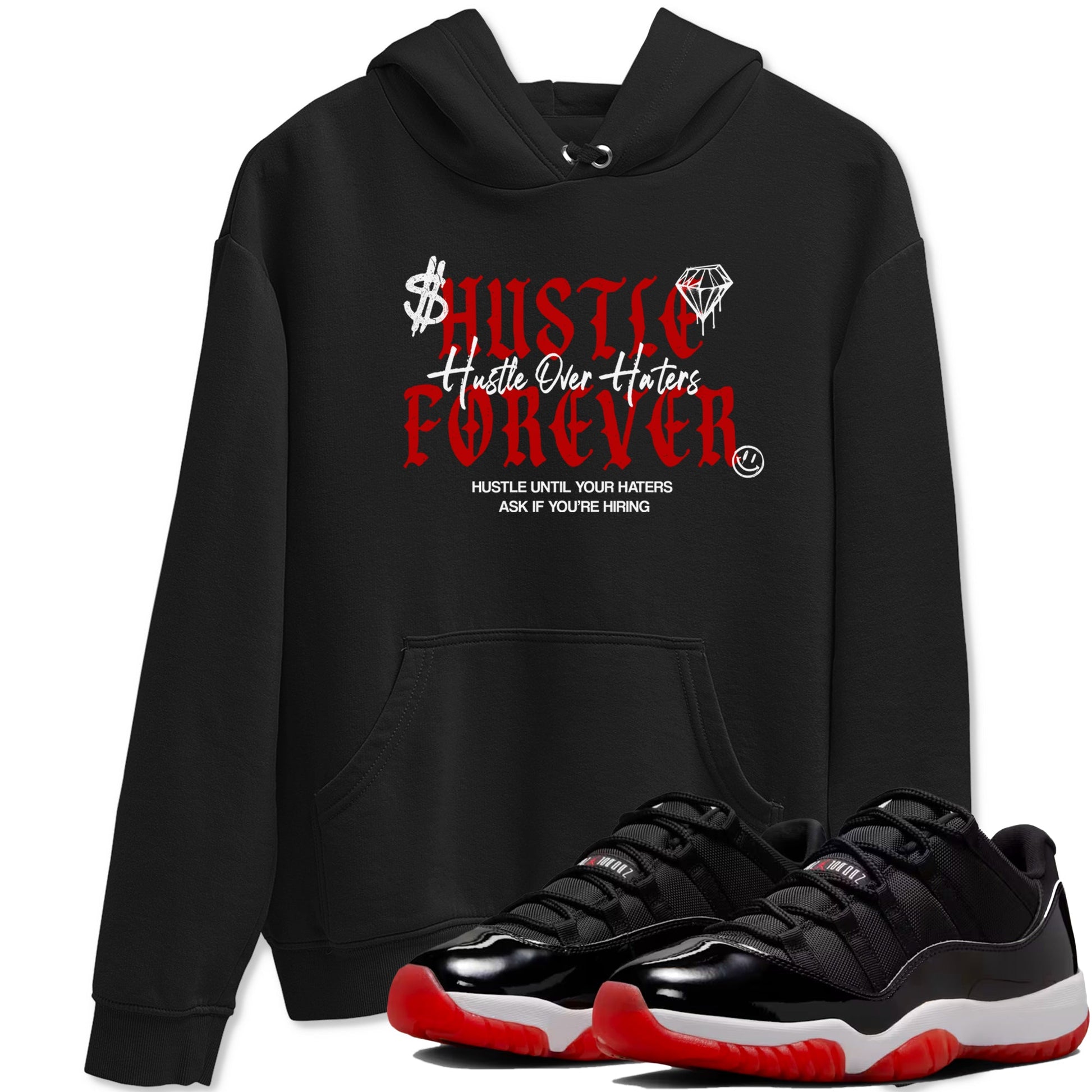 11s Bred shirts to match jordans Hustle Over Haters sneaker match tees Air Jordan 11 Retro Bred match shoes to clothes SNRT Sneaker Tees unisex cotton Black 1 shirts