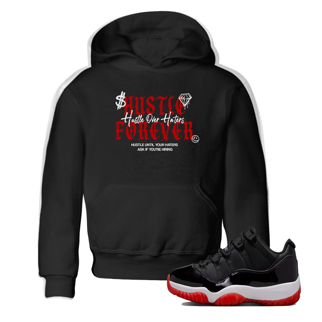 11s Bred shirts to match jordans Hustle Over Haters sneaker match tees Air Jordan 11 Retro Bred match shoes to clothes SNRT Sneaker Tees Youth Baby Black 1 tee
