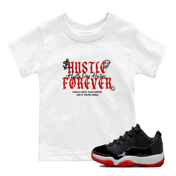 11s Bred shirts to match jordans Hustle Over Haters sneaker match tees Air Jordan 11 Retro Bred match shoes to clothes SNRT Sneaker Tees Youth Baby White 1 tee