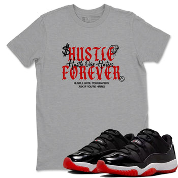 11s Bred shirts to match jordans Hustle Over Haters sneaker match tees Air Jordan 11 Retro Bred match shoes to clothes SNRT Sneaker Tees unisex cotton Heather Grey 1 shirts