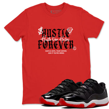 11s Bred shirts to match jordans Hustle Over Haters sneaker match tees Air Jordan 11 Retro Bred match shoes to clothes SNRT Sneaker Tees unisex cotton Red 1 shirts